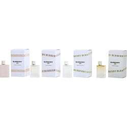 BURBERRY VARIETY by Burberry - 4 PIECE WOMENS VARIETY WITH BURBERRY HER EAU DE PARFUM & BURBERRY HER EDT & HER LONDON DREAM & BURBERRY HER ELIXIR AND ALL ARE 0.16 OZ MINIS