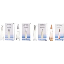 L'EAU D'ISSEY VARIETY by Issey Miyake - 4 PIECE WOMENS MINI VARIETY WITH L'EAU D'ISSEY EDT & L'EAU D'ISSEY EAU DE PARFUM & L'EAU D'ISSEY PURE EAU DE PARFUM & L'EAU D'ISSEY PURE NECTAR EAU DE PARFUM AND ALL ARE 0.11 OZ MINIS