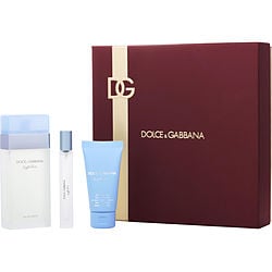 D & G LIGHT BLUE by Dolce & Gabbana - EDT SPRAY 3.3 OZ & BODY CREAM 1.6 OZ & EDT TRAVEL SPRAY 0.33 OZ