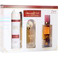 LATTAFA ANA ABIYEDH ROUGE by Lattafa - EAU DE PARFUM SPRAY 3.4 OZ & PERFUMED SPRAY 6.67 OZ & FRESH HAIR MIST 1.7 OZ
