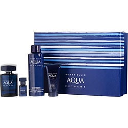PERRY ELLIS AQUA EXTREME by Perry Ellis - EDT SPRAY 3.4 OZ & DEODORANT BODY SPRAY 6.0 OZ & SHOWER GEL 1.7 OZ & EDT SPRAY 0.25 OZ MINI