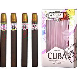 CUBA VARIETY by Cuba - 4 PIECE QUAD LADY WITH CUBA HEARTBREAKER & LA VIDA & VICTORY & VIP AND ALL ARE EDP SPRAY 1.17 OZ