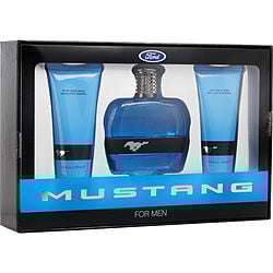 FORD MUSTANG BLUE by Estee Lauder - EDT SPRAY 3.4 OZ & HAIR AND BODY WASH 3.4 OZ & AFTERSHAVE BALM 3.4 OZ